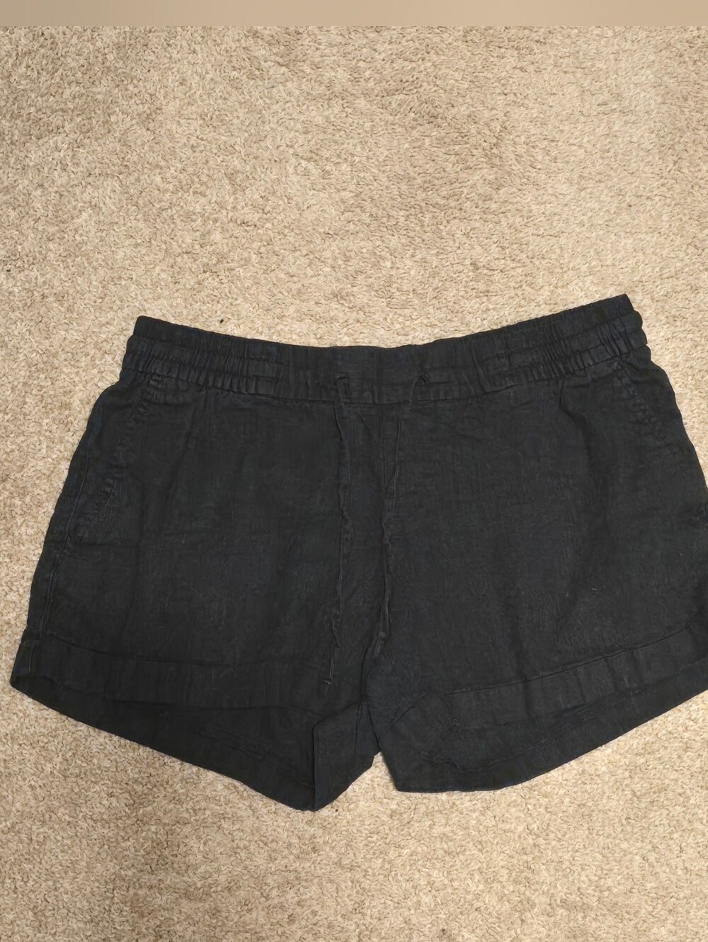 Old Navy Black Elastic-Waist Linen-Blend Athletic Shorts